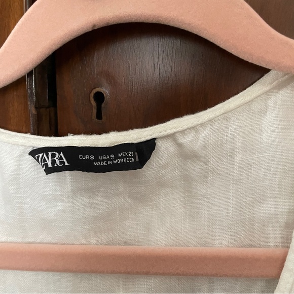 ZARA linen crop blouse w rhinestone buttons - Picture 4 of 6